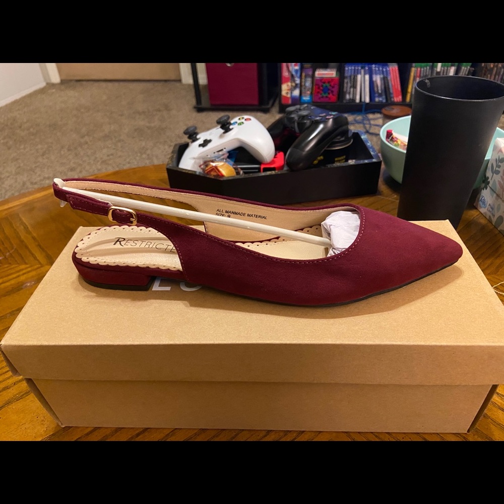 Burgundy Slingback Flats